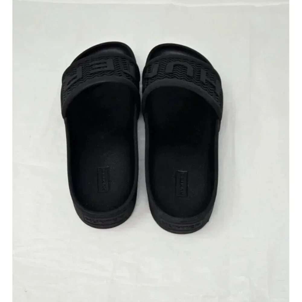 Hunter Men's Bloom Sandals Black Slip On Slide Size 7